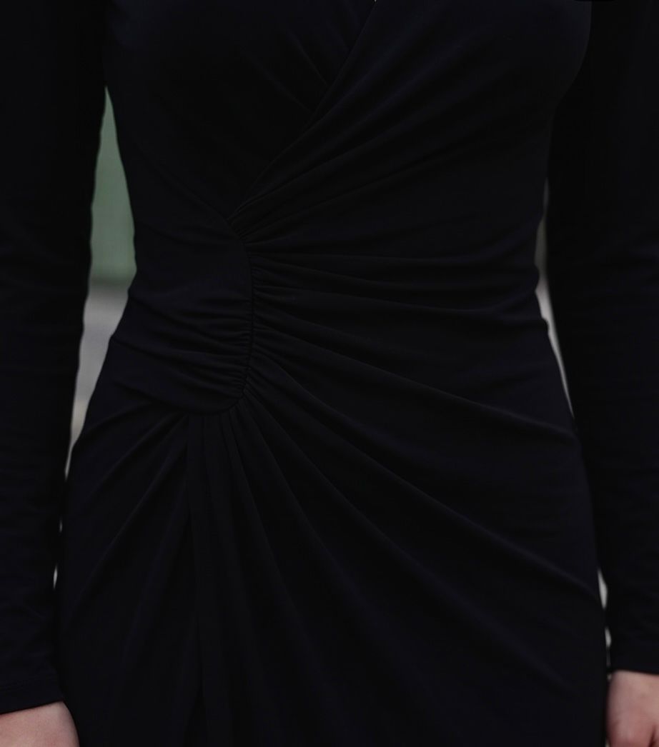 Vestido Largo Andra Drapeado Negro