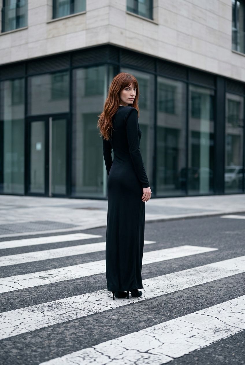 Vestido Largo Andra Drapeado Negro