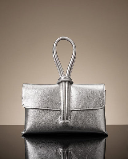 Bolso de Piel Italiana Gaviotas con Asa Anudada