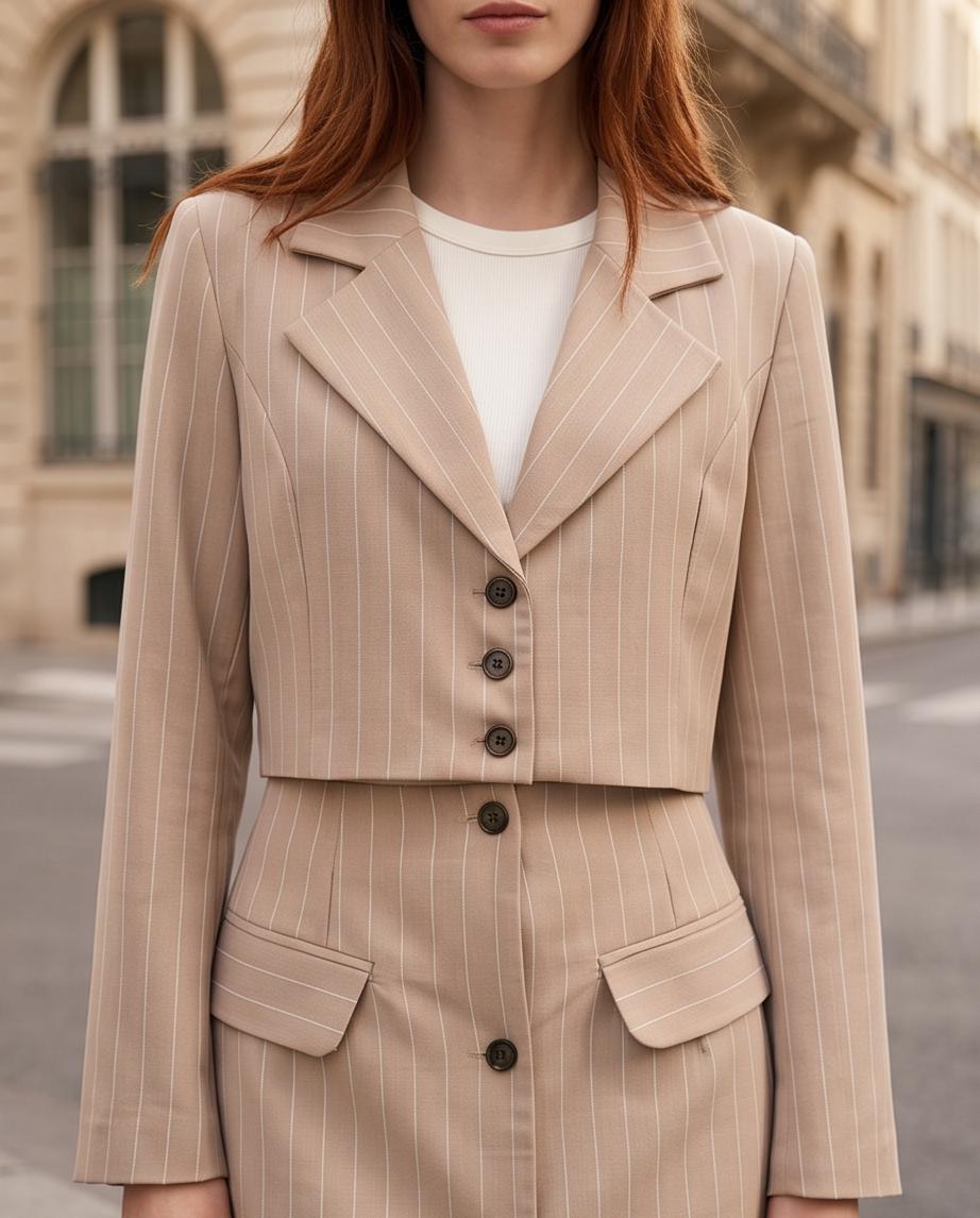 Conjunto Blazer Crop y Shorts Fabra