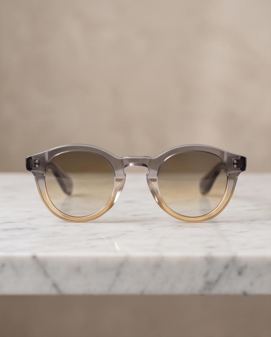 Gafas de sol Jardins redondas con montura gris y ámbar degradada
