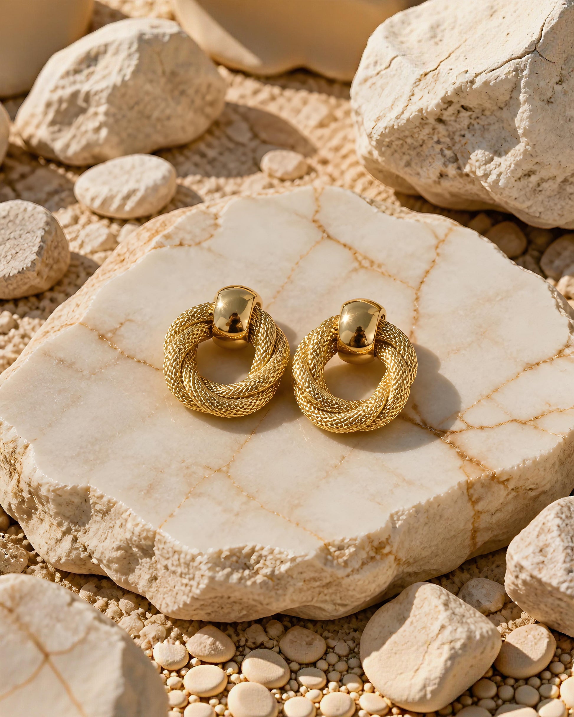 Pendientes trenzados de acero inoxidable en color oro Malgrat de Eutea